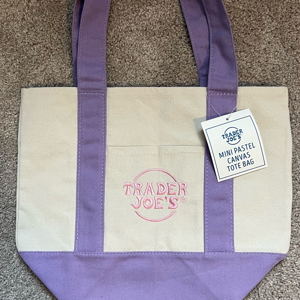 NWT Trader Joe’s Mini Canvas Tote - Purple